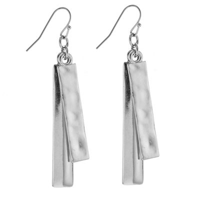 Designer silver double stick earring